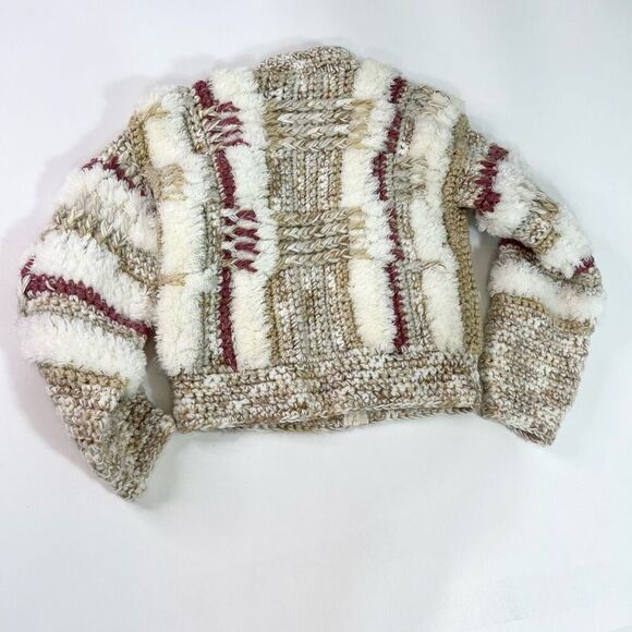 le sweater Jacket Womens Medium Multicolor Handknit Long Sleeve Boho Festival - Picture 6 of 8